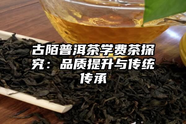古陌普洱茶学费茶探究：品质提升与传统传承